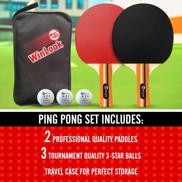 JP WinLook Ping Pong Paddles Sets - Portable Table Tennis Paddle Set with Ping Pong Paddles Professional Case & Ping Pong Balls. Premium Table Tennis Racket Player Set for Indoor & Outdoor Games - Image 2