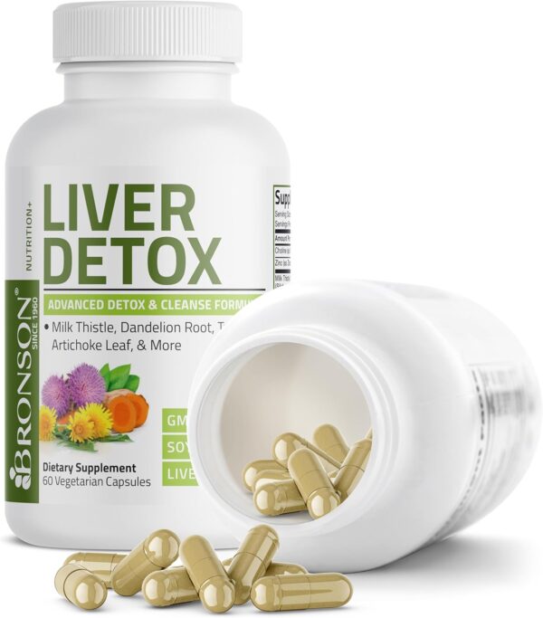 Bronson Liver Detox Advanced Detox & Cleansing Formula Supports Health Liver Function with Milk Thistle, Dandelion Root, Turmeric, Artichoke Leaf & More, Non-GMO, 60 Vegetarian Capsules - Image 6