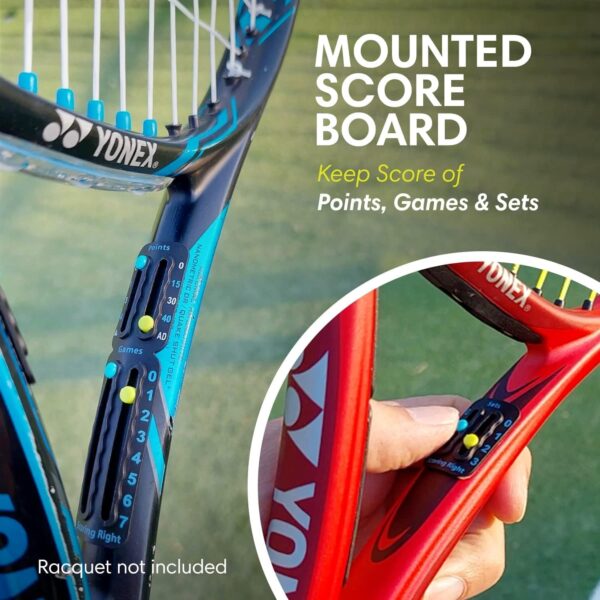 Scoring Right Portable Tennis Racket and Padel Scorekeeper, Easily Mounted Small Score Board to Keep Score of Points, Games, and Sets, ITF Conforming and Lightweight Mini Score Keeper, 1.9g - Image 2