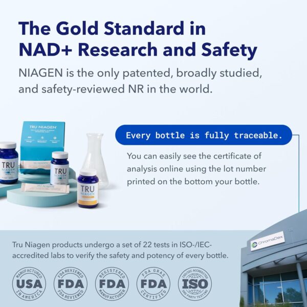 TRU NIAGEN Patented NAD+ Supplement for Anti Aging and Cell Regeneration, 300 mg Niagen, 30 Servings | Supports Cellular Energy, Brain, Muscle | Nicotinamide Riboside (NR) Take 1 Daily | 1 Bottle - Image 5