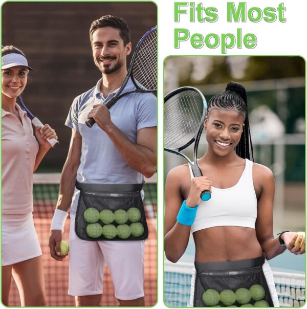 TOBWOLF Adjustable Tennis Ball Band Holder, Pickleball Waist Pouch Holder, Mesh Waist Hip Ball Bag Pouch Carrier, Fanny Pack Holding 8-10 Tennis or Pickleball, Waist Hip Bag for Tennis, Cycling, Golf - Image 7