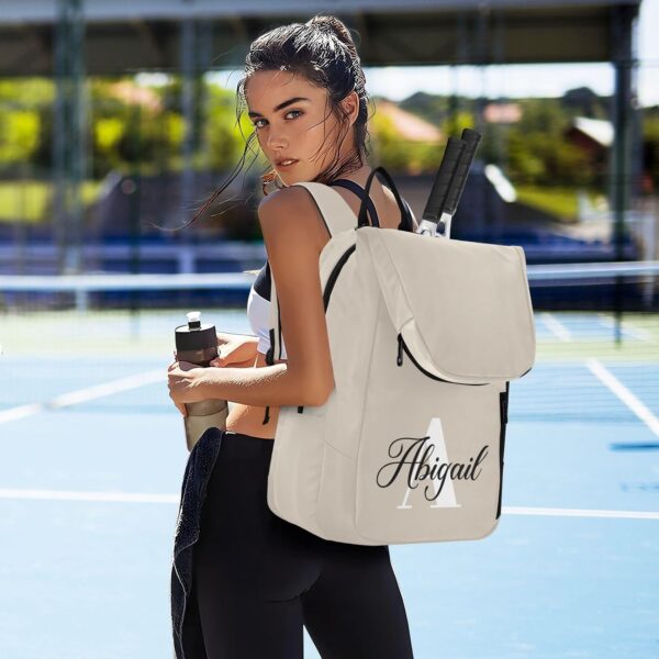 MCHIVER Custom Tennis Bags for Men Women Personalized Tennis Backpack Hold 2 Rackets Padel Sports Backpack 11.81 * 7.87 * 17.11in - Image 5