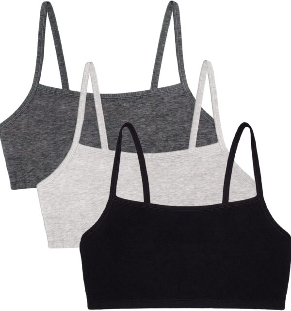 Fruit of the Loom Women's Spaghetti Strap Cotton Pull Over 3 Pack Sports Bra