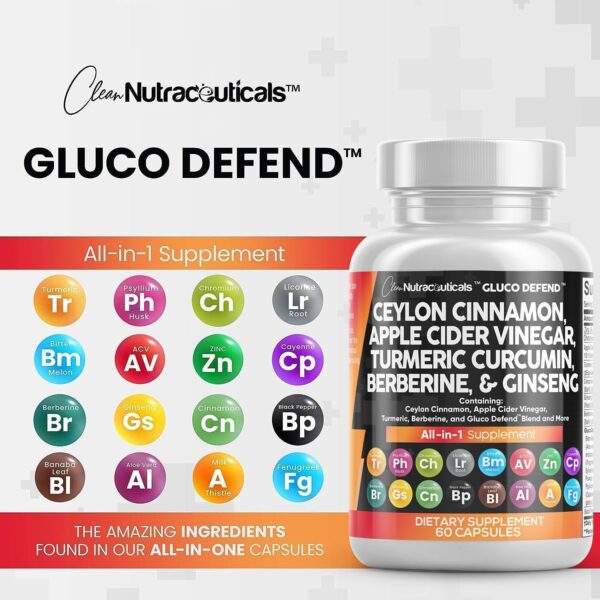 Clean Nutraceuticals Ceylon Cinnamon 3000mg Turmeric 3000mg Apple Cider Vinegar 3000mg Ginseng 2000mg Berberine 1200mg Plus Bitter Melon Gymnema Milk Thistle Fenugreek - Image 7