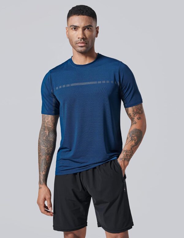 5 Pack Men’s Active Quick Dry Crew Neck T Shirts | Athletic Running Gym Workout Short Sleeve Tee Tops Bulk - Image 3