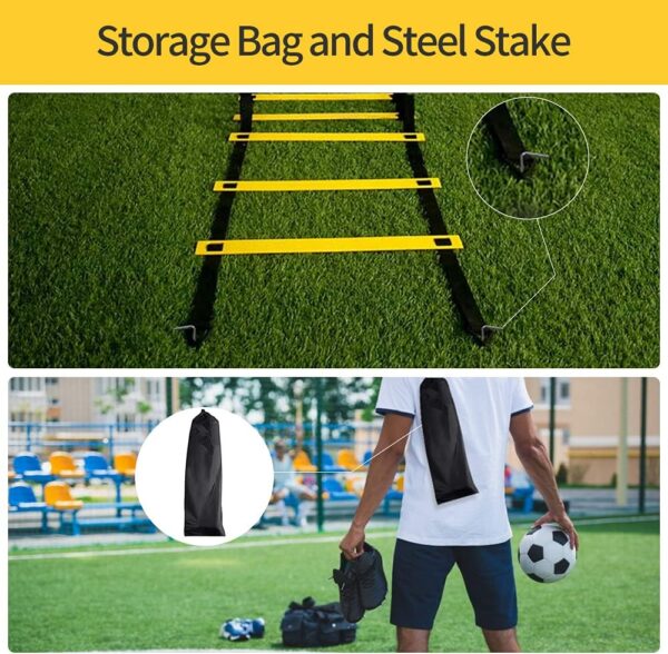 1/2/4 Pack Agility Ladder Set, 12 Rungs Agility Ladder Set, Training Ladder with Steel Stakes and Carry Bag for Soccer, Speed Fitness Feet Training - Image 6