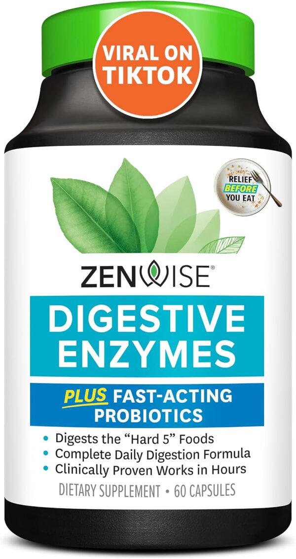 Zenwise Health Digestive Enzymes for Gut Health - Probiotic Multi Enzymes with Prebiotics and Probiotics for Women and Men for Digestive Health and Bloating Relief, Daily Enzymes for Digestion -60 CT