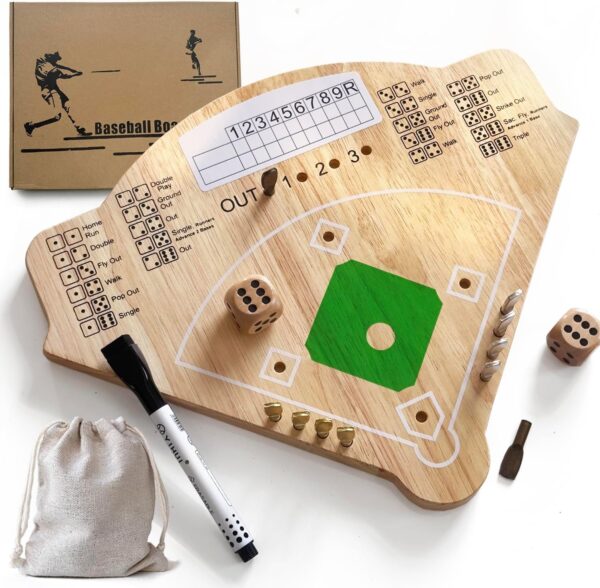 Baseball Board Game, Oak Made Leisure Game for All Ages Sport Wooden Adult Battle Table Game for Family Party Holiday Coffee Travel Time Gameboard (Model Y)