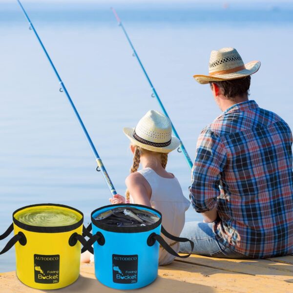 AUTODECO 2 Pack Collapsible Bucket 5 Gallon Container Folding Water Bucket Portable Wash Basin for Outdoor Travelling Camping Fishing Gardening Car Washing 20L - Image 5