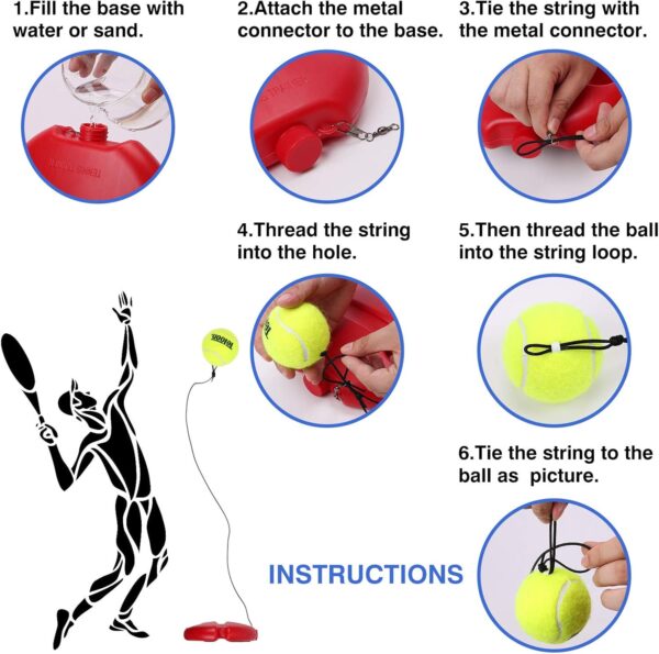 Teloon Solo Tennis Trainer Rebound Ball with String for Self Tennis Practice Training Tool for Adults or Kids Beginners with 2 String Balls Elastic and a Portable Mesh Bag - Image 6