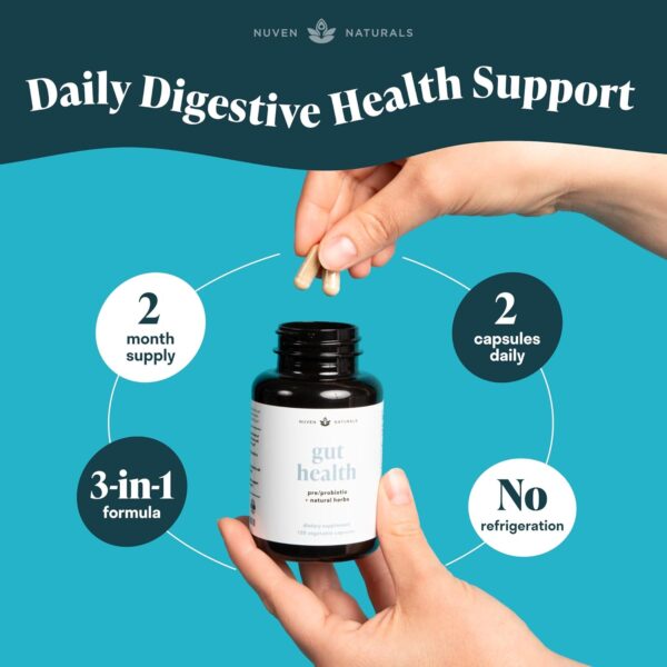 All-in-One Gut Health w/Probiotics, Prebiotics, Digestion-Supporting Herbs, and Adaptogens - Leaky Gut Repair Formula to Support Gut Lining, Aid in Digestion, and Promote Good Bacteria - Image 6