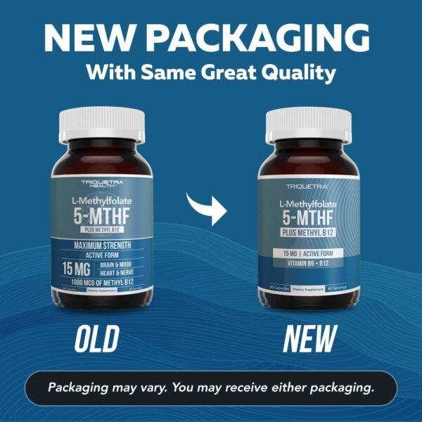 L Methyl Folate 15mg plus Methyl B12 Cofactor - Professional Strength, Active 5-MTHF Form - Supports Mood, Methylation, Cognition – Bioactive forms of Vitamin B9 & B12 (60 Capsules) - Image 8