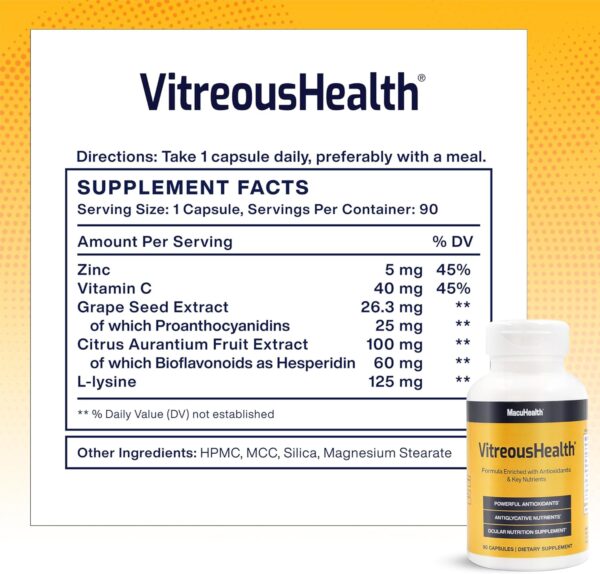 Macuhealth VitreousHealth Evidence-Based Eye Supplement - 90 Capsules - Image 3