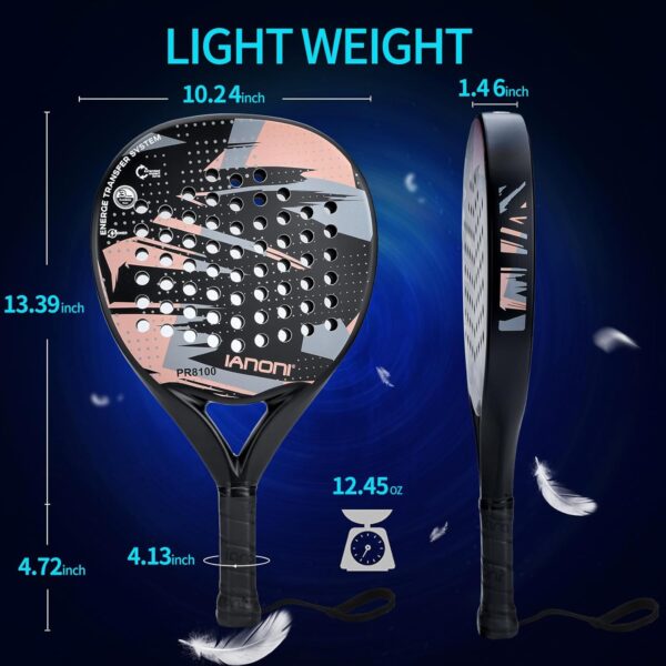 Padel Racket Carbon Fiber Surface with EVA Memory Flex Foam Core Lightweight Padel Racquet - Image 5