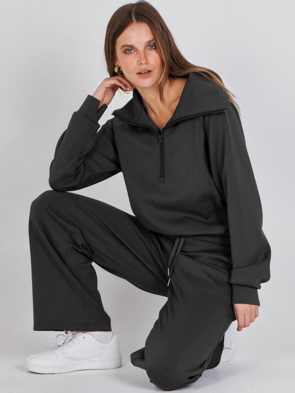 ANRABESS Women 2 Piece Outfits Sweatsuit Oversized Sweatshirt Sweatpants Tracksuit Sweat Lounge Matching Set 2024 Fall Trendy - Image 7