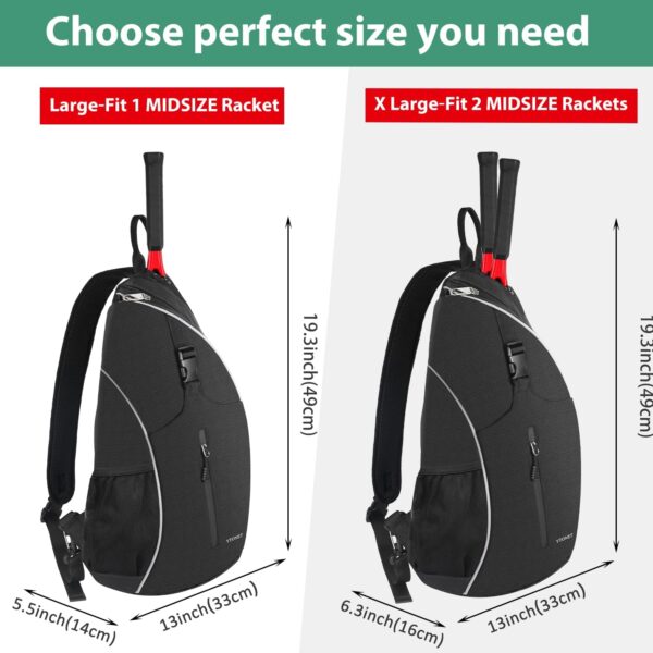 Ytonet Tennis Bag, Tennis Sling Backpack Crossbody Water Resistant for Men Women, Compatible for Pickleball Tennis Badminton Rackets - Image 2