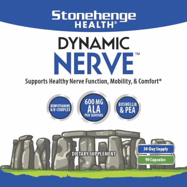 Stonehenge Health Dynamic Nerve Supplement - Supports Nerve Function in Fingers, Toes, Hands, and Feet with Alpha Lipoic Acid ALA, Benfotiamine, Pea, Robust B Complex, Boswellia - Image 4