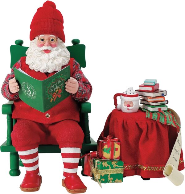 Department 56 Possible Dreams Sports and Leisure Santa One More Chapter Figurine Set, 9 Inch, Multicolor