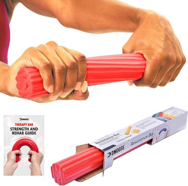 DMoose Flex Resistance Bar for Physical Therapy - Non-Slip Odorless TPE Material - Exercise Bar for Tendonitis, Tennis & Golfers Elbow Rehabilitation - Wrist Strengthener for Forearms & Grip Strength