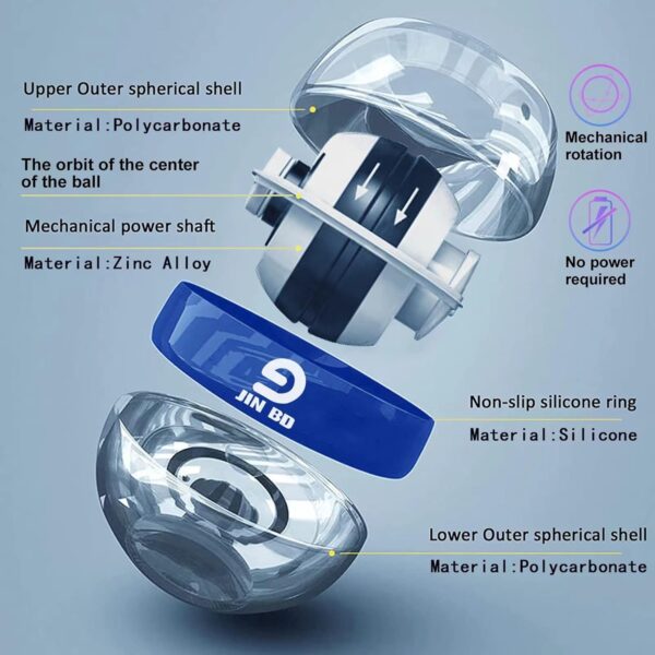 Wrist Trainer Ball Auto-Start Wrist Strengthener Gyroscopic Forearm Exerciser Gyro Ball for Strengthen Arms, Fingers, Wrist Bones and Muscles - Image 7