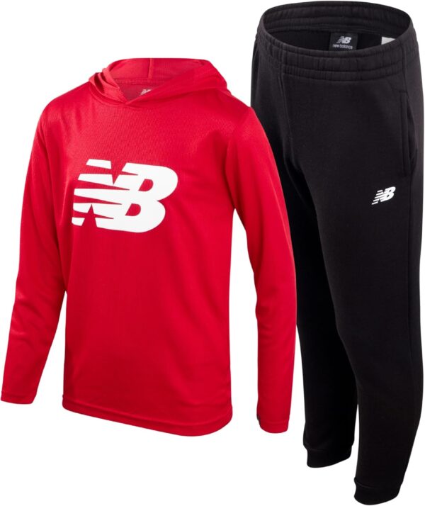 New Balance Boys' Active Sweatsuit - 2 Piece Waffle Knit Hoodie Sweatshirt and Sweatpants - Jogger Pants Set for Boys, 7-12