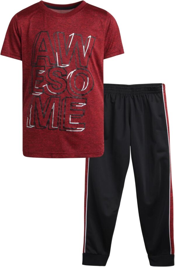 Pro Athlete Boys' Active Pants Set - 2 Piece Performance T-Shirt and Tricot Jogger Sweatpants - Sports Outfit for Boys (8-16)