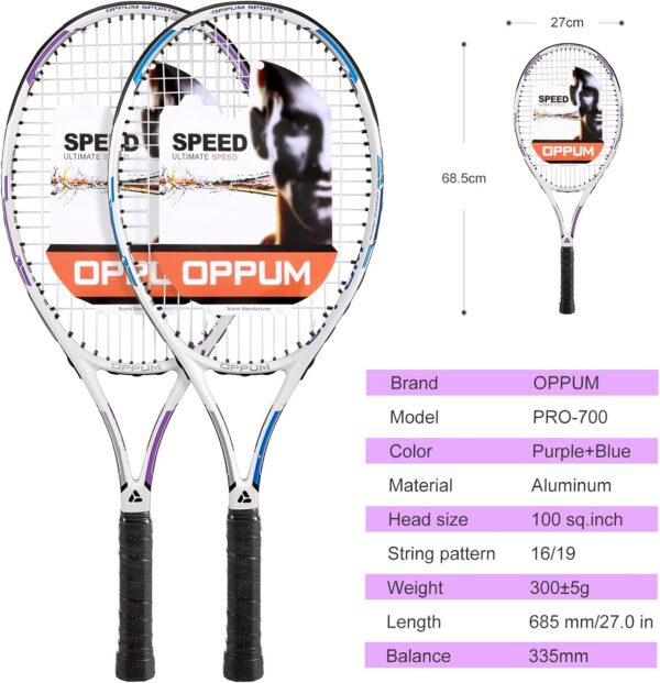 27" Pro Tennis Rackets (2-Pack), Lightweight, Durable Strings, Ideal for Beginner/Intermediate Players - Image 3