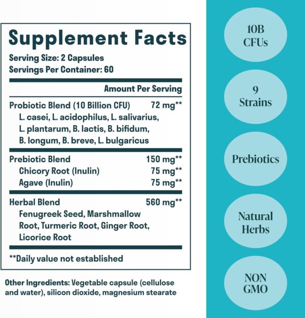 All-in-One Gut Health w/Probiotics, Prebiotics, Digestion-Supporting Herbs, and Adaptogens - Leaky Gut Repair Formula to Support Gut Lining, Aid in Digestion, and Promote Good Bacteria - Image 2