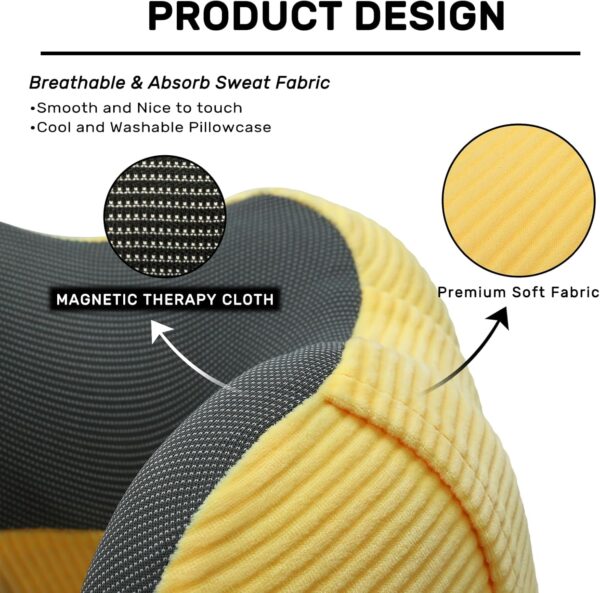 Neck Pillow Airplane-2 Pack Memory Foam Travel Pillow, Soft & Support Travel Neck Pillow for Travelling, Sleeping Rest, Car, Train and Home Use (Grey&Yellow) - Image 3