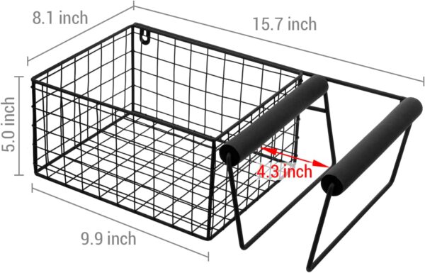 MyGift Hanging Metal Tennis Racquet and Tennis Ball Storage Basket Rack, Wall Mounted Racket Holder - Image 5