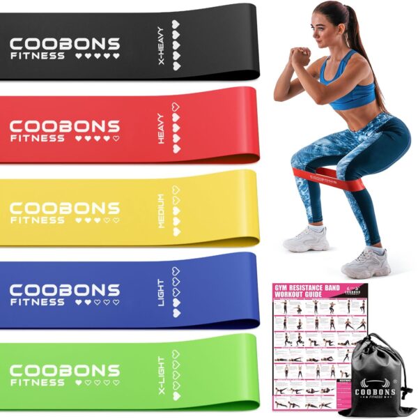 Resistance Bands for Working Out, Exercise Bands for Women & Men, Latex Elastic Bands for Yoga, Pilates, Rehab, Fitness and Home Workout, Strength Bands for Booty