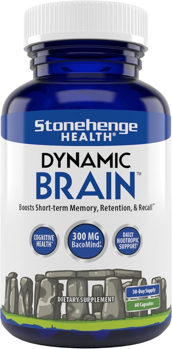 Stonehenge Health Dynamic Brain Supplement – New Formula with BacoMind for Memory Acquisition, Retention, & Recall with 40 Unique Nootropic: Choline, Phosphatidylserine, and Huperzine A