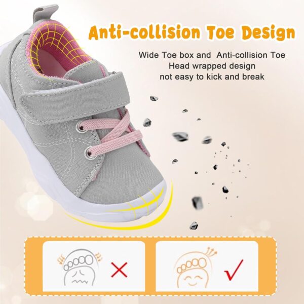 BARERUN Kids Canvas Shoes Running Shoes for Girls Boys Wide Toe Box Barefoot Toddler Sneakers Girls Boys School Shoes Non-Slip Toddler Tennis Shoes - Image 3