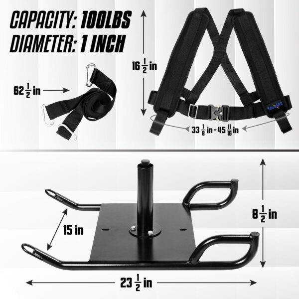 Yes4All Weighted Training Pull Sled with Vest, Steel Buckle, Fit for 1-2 Inch Plates, Sled Workout Equipment, Sport Power Sled for Athletic Exercise and Speed Improvement - Image 2