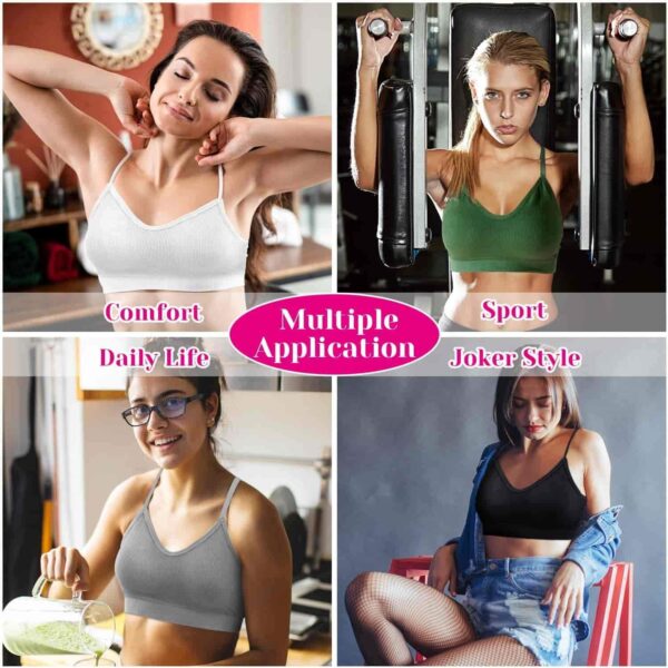 selizo Padded Bralettes for Women, 6 Pcs Sports Bras for Women Pack, V Neck Cami Bando Bra for Women Girls - Image 6