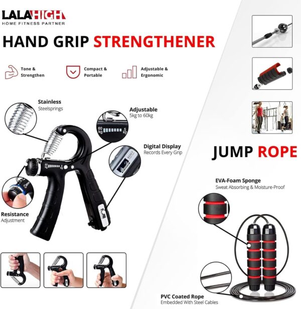 LALAHIGH Portable Home Gym System: Large Compact Push Up Board, Pilates Bar & Fitness Accessories with Resistance Bands Ab Roller Wheel - Full Body Workout for Men and Women, Gift for Boyfriend - Image 4