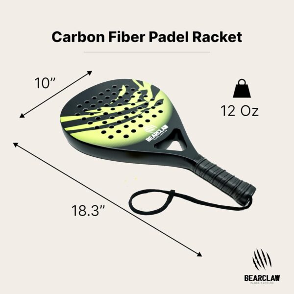 Bearclaw Padel Racket Carbon Fiber Surface with EVA Memory, Flex Foam Core - Lightweight Padel Racquet - Image 2