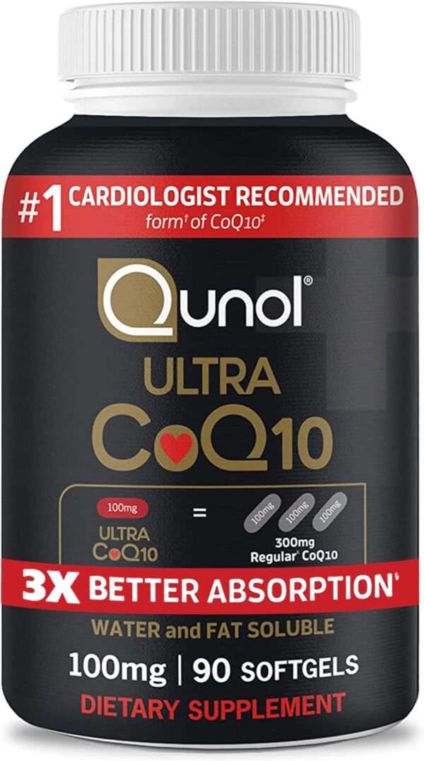 Qunol Ultra CoQ10 100mg Softgels- 3x Better Absorption, Antioxidant for Heart Health & Energy Production, Coenzyme Q10 Vitamins and Supplements, 3 Month Supply, 90 Count