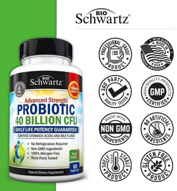 Daily Probiotic Supplement with 40 Billion CFU - Gut Health Complex with Astragalus and Lactobacillus Acidophilus Probiotic for Women and Men - Shelf Stable Pre and Probiotics for Digestive Health - Image 6