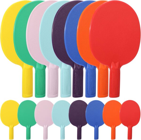 Junkin 16 Pcs Bulk Plastic Table Tennis Paddle Set Sports Table Tennis Racket Multi Color Table Tennis Paddles Racket Table Tennis Equipment for Indoor Outdoor Camp, Vacation, Centers Table