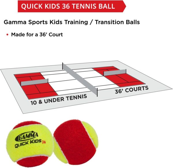 GAMMA Beginner Child or Adult Training (Transition) Practice Tennis Balls: Orange 60 or Green 78 Dot (25%-50% Slower Ball Speed) - 12, 36, 48, 60 Pack Sizes - Image 3