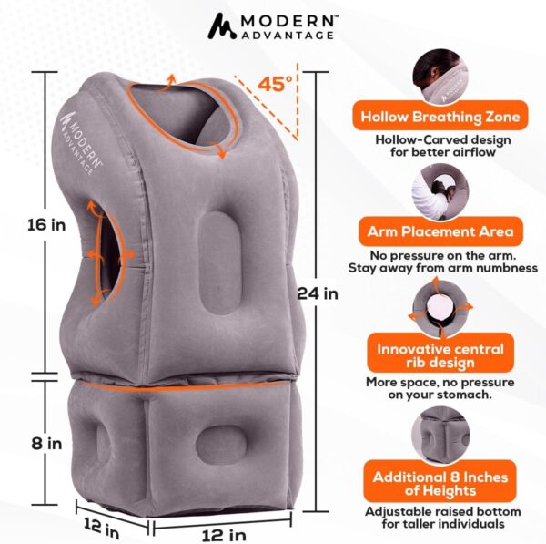 Modern Advantage Inflatable Travel Pillow for Airplanes with Adjustable extra Bottom, Support head & chin to avoid Neck & Shoulder Pain for Travelling office napping with Eye Mask & Earplug, Pack of 2 - Image 3