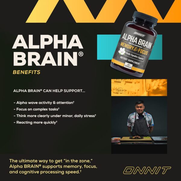 ONNIT Alpha Brain Nootropic Brain Supplement for Men & Women | Memory, Mental Clarity & Cognitive Improvement | Focus Capsules with L-Theanine, Vitamin B6 & Phosphatidylserine (90 Count) - Image 2