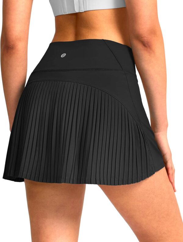 SANTINY Women's Pleated Tennis Skirt High Waited Athletic Skirts with Pockets Tummy Control Golf Skorts for Woman