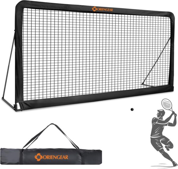 Tennis Rebound Practice Wall - 12ft x 6ft Rebounder Net for Tennis & Racquet Sports Ball & Pickleball, Training Tennis Backboard Net for Court Backyard and Indoor & Outdoor Training, Black