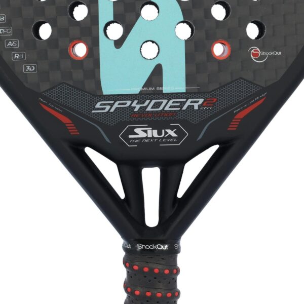 Siux Spyder 2 Revolution Control Paddle, Black and Blue, Advanced/Competition Level, Low Balance, Soft Eva Core, 12k Carbon Face, Round Shape, Matte Finish, Smooth Surface, Control Gameplay, for Men - Image 5