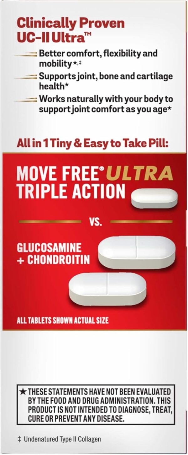 Move Free Ultra Triple Action Joint Support Supplement - Type II Collagen Boron & Hyaluronic Acid - Supports Joint Comfort, Cartiliage & Bones in 1 Tiny Pill Per Day, 64 Tablets (64 servings) - Image 8