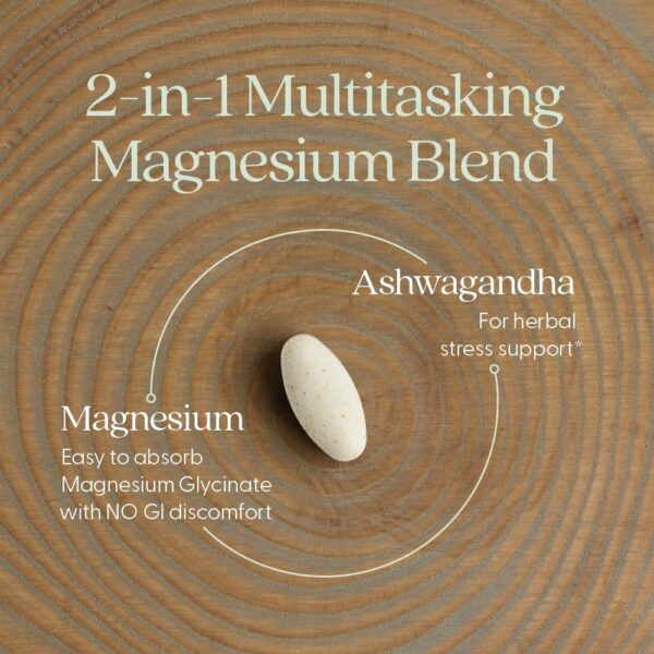 New Chapter Magnesium + Ashwagandha Supplement, 325 mg with Magnesium Glycinate, 2.5x Absorption, Muscle Recovery, Heart & Bone Health, Calm & Relaxation, Gluten Free, Non-GMO - 60 ct (2 Month Supply) - Image 4