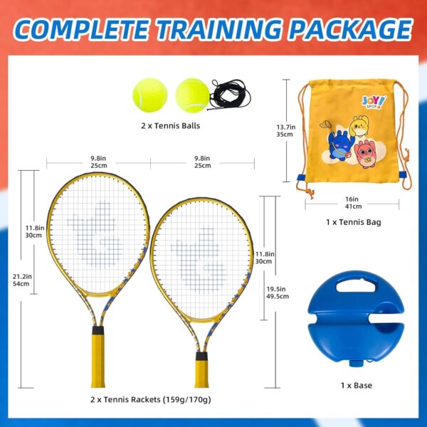 Kids Tennis Rackets 2 Pack with Tennis Trainer Rebound Balls, Size 19" & 21" Tennis Training Equipment for Parent-Child Activities, Portable Beginners Junior Youth Tennis Practice Kit for Boy Girl - Image 4