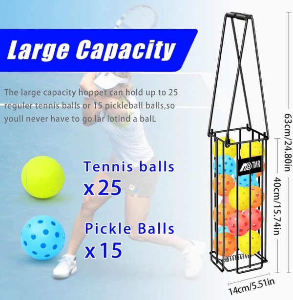 Portable Pickleball & Tennis Ball Hopper Basket Picker Upper,Tennis Hopper Basket with Handle for Easy Pickup,Tennis Ball Basket Pickup Hopper for Picking and Storage Training Tool for Ball - Image 2